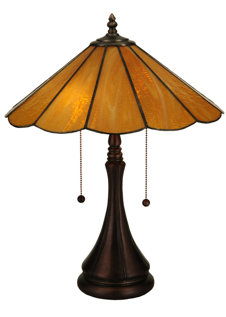 Meyda Tiffany Lighting 138208 Panel Two Light Table Lamp Lamp Bronze / Dark