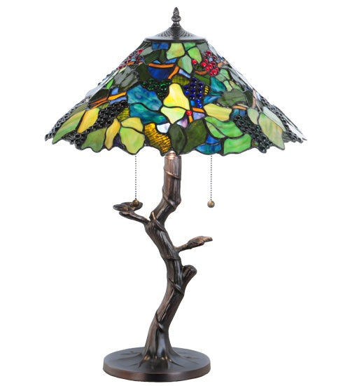 Meyda Tiffany Lighting 138583 Grape Harvest Two Light Table Lamp Lamp Bronze / Dark
