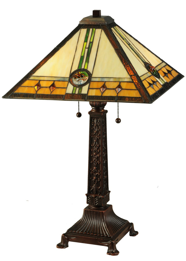 Meyda Tiffany Lighting 138771 Carlsbad Mission Two Light Table Lamp Lamp Bronze / Dark