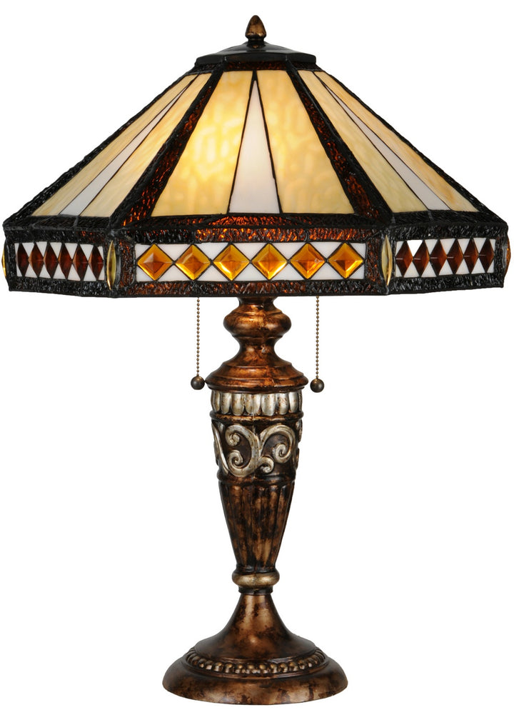 Meyda Tiffany Lighting 139416 Diamond Band Mission Two Light Table Lamp Lamp Bronze / Dark