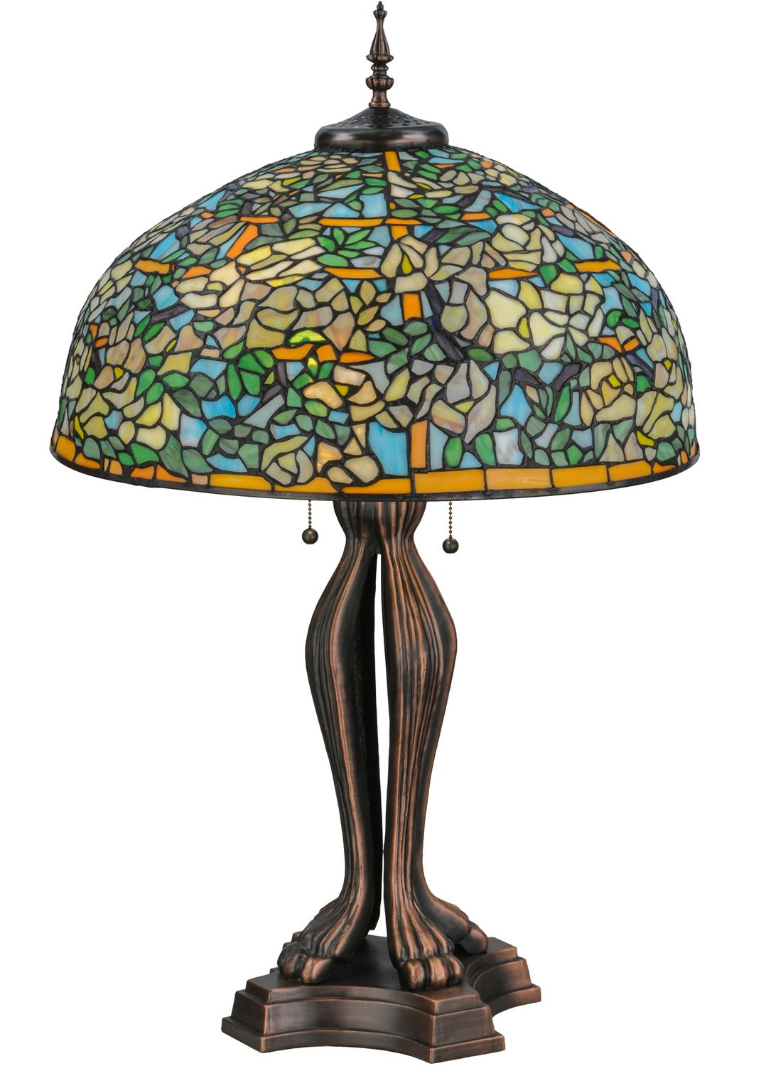 Meyda Tiffany Lighting 139419 Tiffany Laburnum Two Light Table Lamp Lamp Bronze / Dark