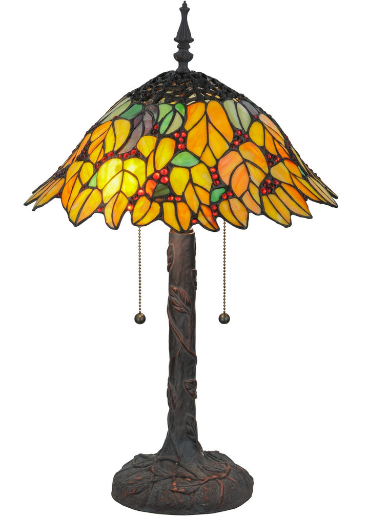 Meyda Tiffany Lighting 139603 Follaje Two Light Table Lamp Lamp Bronze / Dark