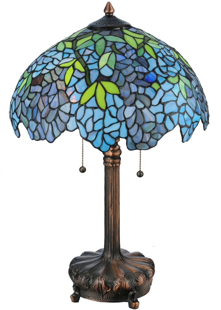 Meyda Tiffany Lighting 139606 Tiffany Wisteria Two Light Table Lamp Lamp Bronze / Dark