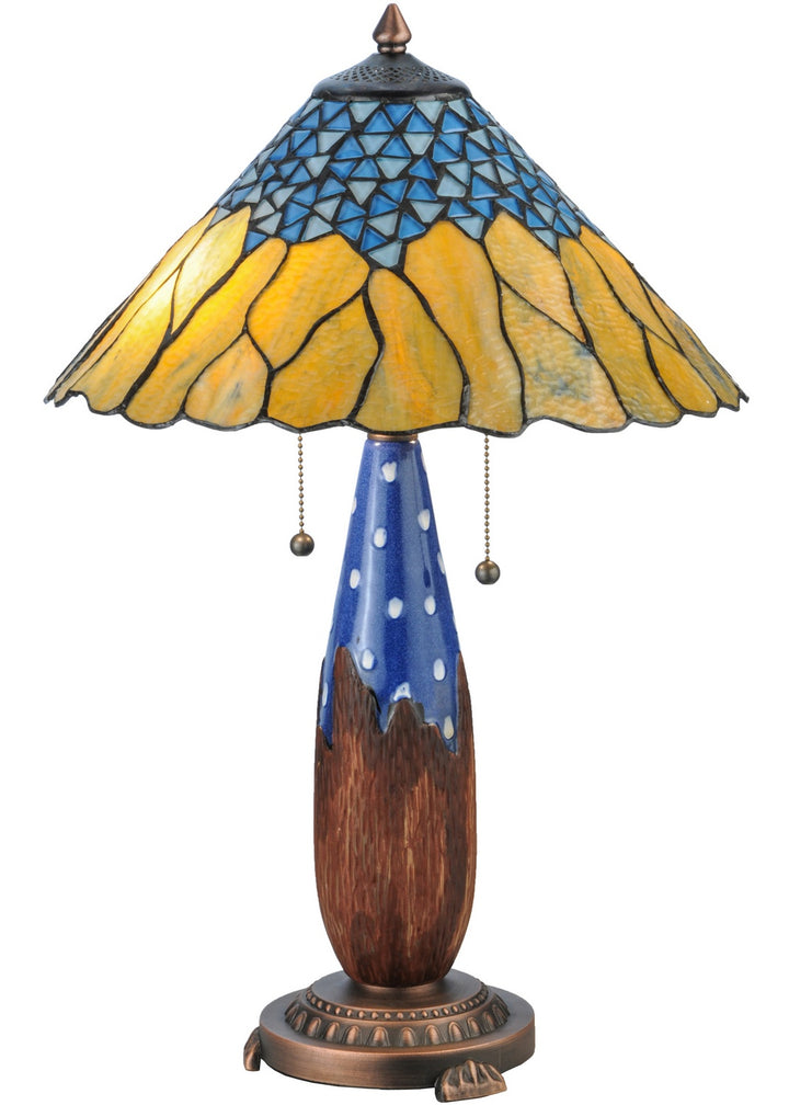 Meyda Tiffany Lighting 139610 Cristal Azul Two Light Table Lamp Lamp Two-Tone