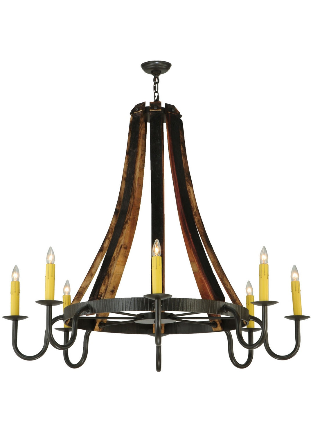 Meyda Tiffany Barrel Stave 140876 Chandelier Light - Natural Wood,Timeless Bronze
