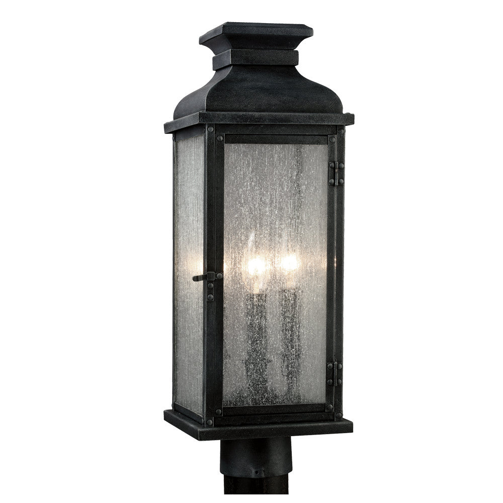 Visual Comfort Studio OL11107DWZ Pediment Three Light Post Lantern Outdoor Bronze / Dark