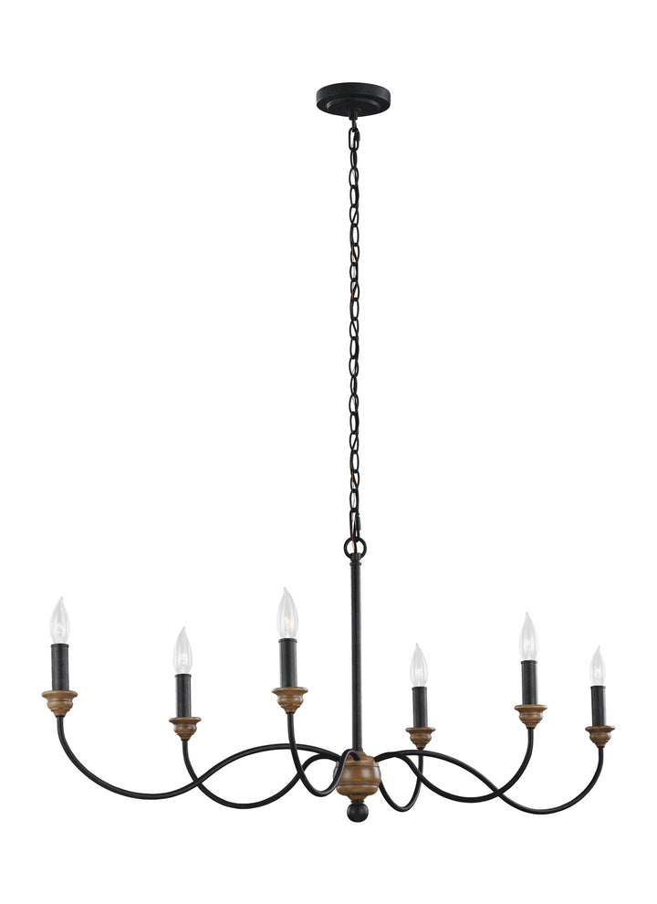 Visual Comfort Studio HARTSVILLE F3000/6DWZ/WO Chandelier Light - Dark Weathered Zinc / Weathered Oak