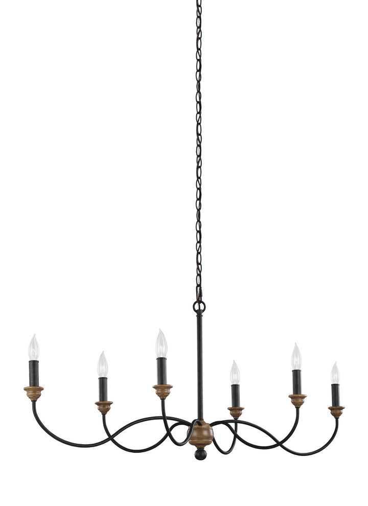 Visual Comfort Studio HARTSVILLE F3000/6DWZ/WO Chandelier Light - Dark Weathered Zinc / Weathered Oak