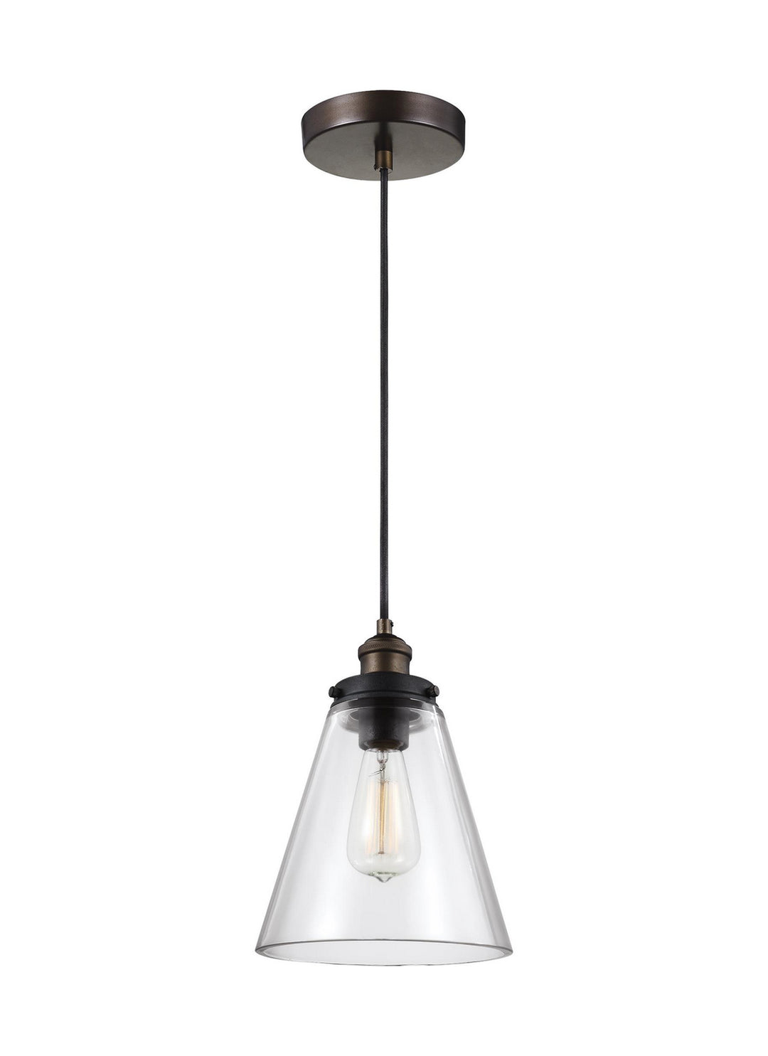 Visual Comfort Studio Baskin P1347PAGB/DWZ Pendant Light - Painted Aged Brass / Dark Weathered Zinc