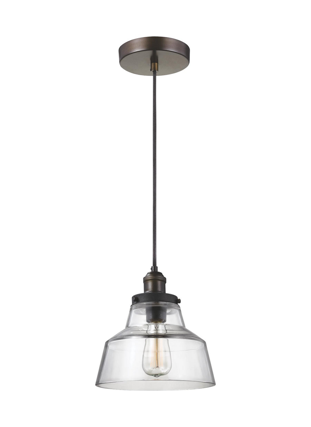 Visual Comfort Studio Baskin P1348PAGB/DWZ Pendant Light - Painted Aged Brass / Dark Weathered Zinc
