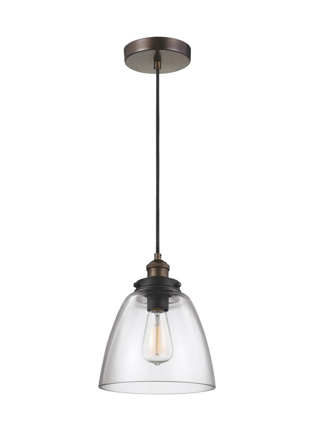 Visual Comfort Studio Baskin P1349PAGB/DWZ Pendant Light - Painted Aged Brass / Dark Weathered Zinc