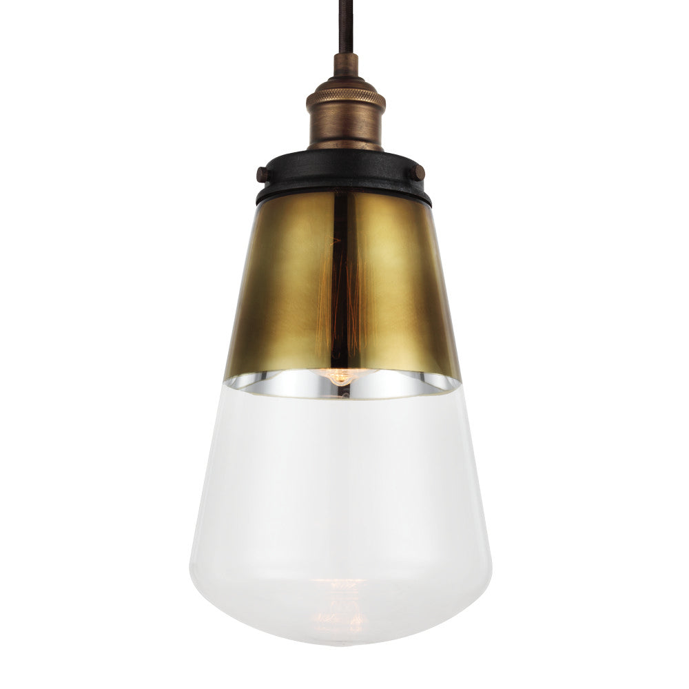 Visual Comfort Studio Waveform P1372PAGB/DWZ Pendant Light - Painted Aged Brass / Dark Weathered Zinc