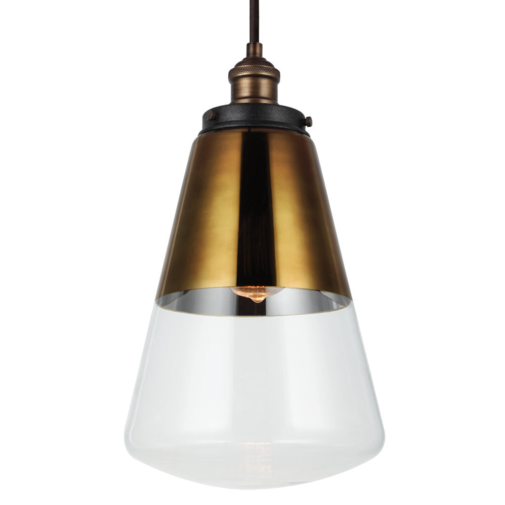 Visual Comfort Studio Waveform P1373PAGB/DWZ Pendant Light - Painted Aged Brass / Dark Weathered Zinc