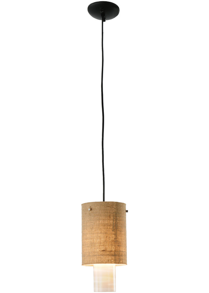 Meyda Tiffany Cilindro 143132 Pendant Light - Black/Beige Burlap