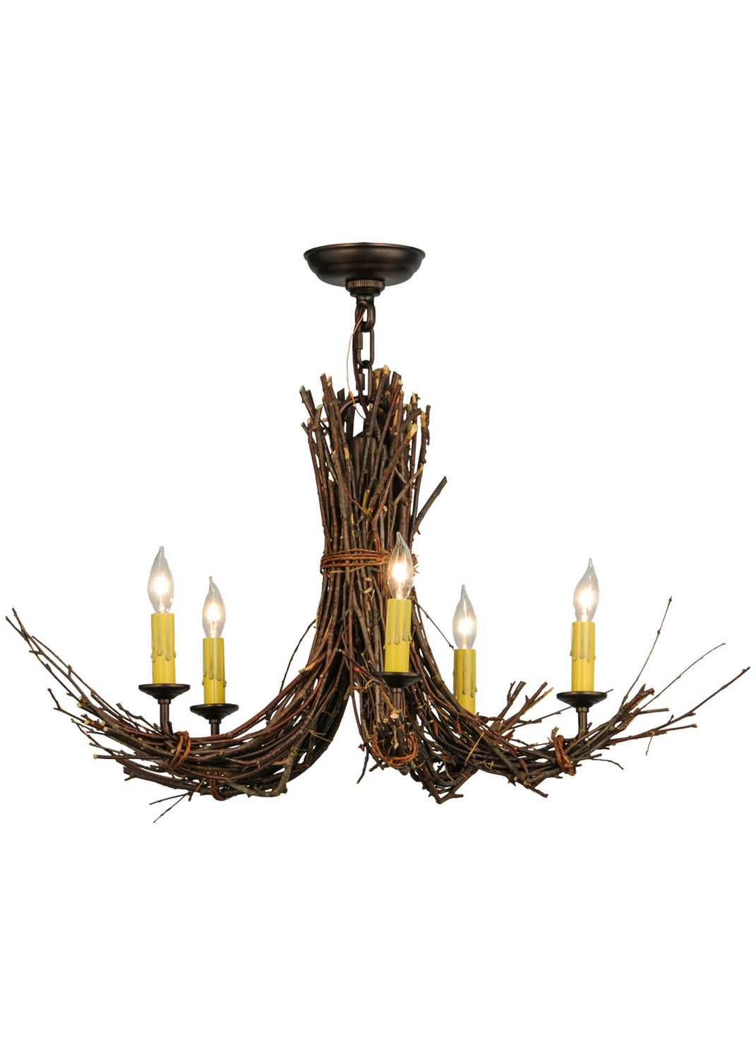 Meyda Tiffany Twigs 145097 Chandelier Light - Natural Wood,Mahogany Bronze