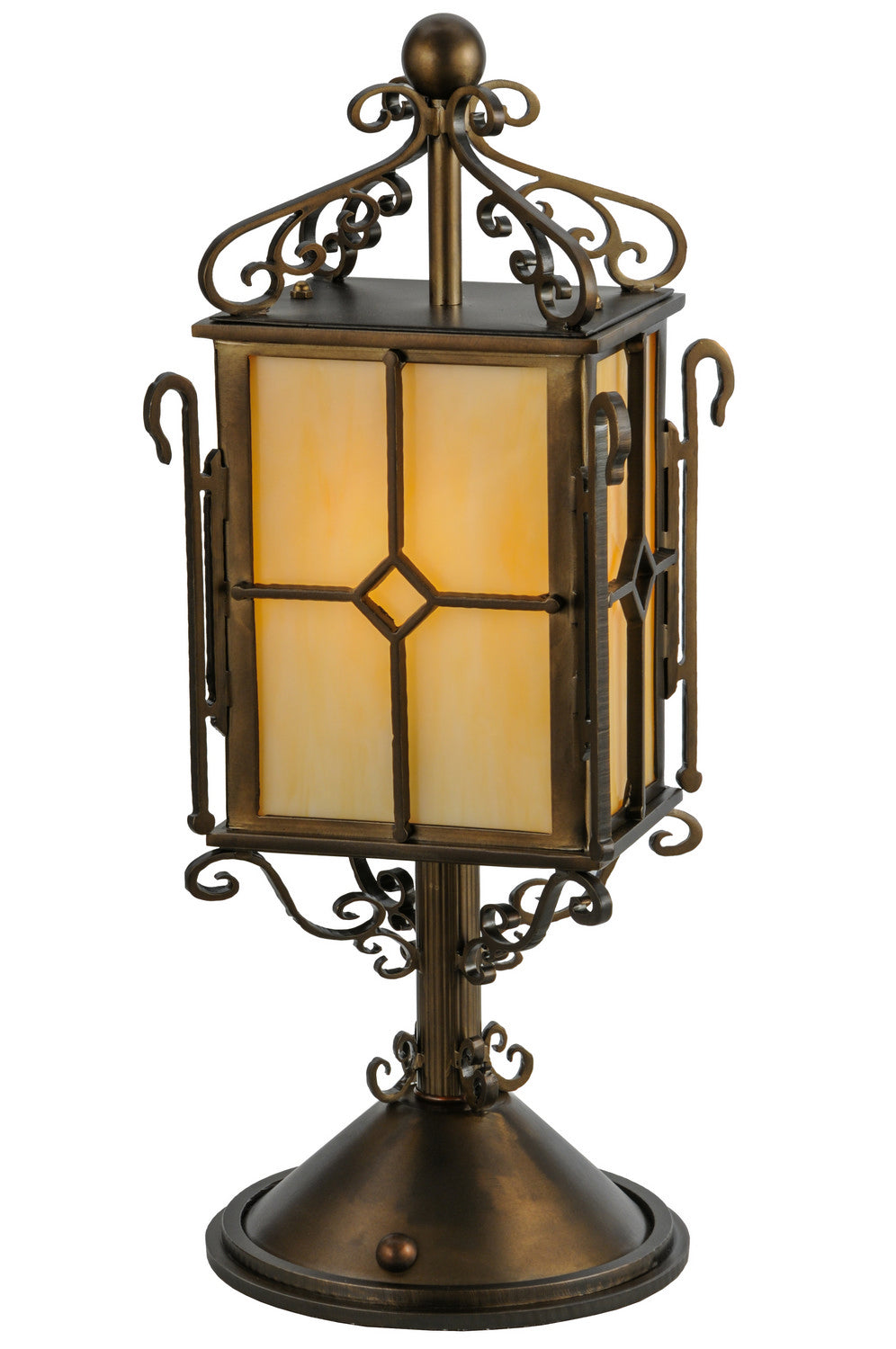 Meyda Tiffany Lighting 145795 Standford One Light Tabletop Lantern Lamp Copper/Antique/Verde