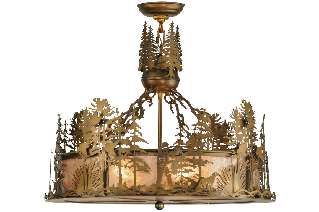 Meyda Tiffany Quail Hunter W/Dog 145977 Pendant Light - Antique Copper