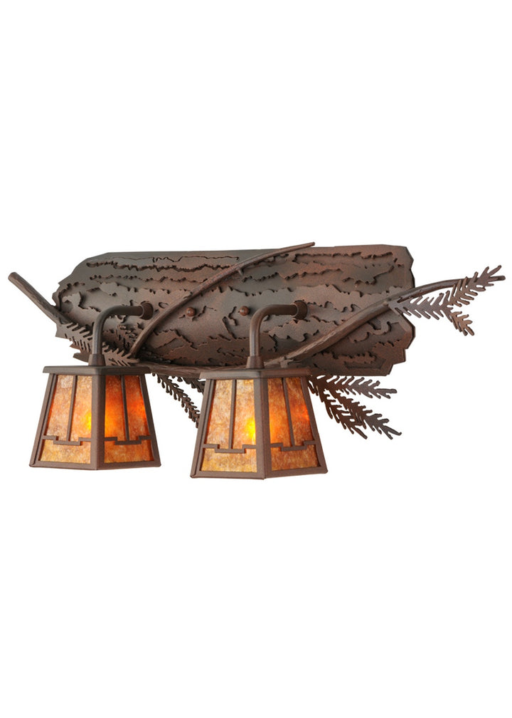Meyda Tiffany Pine Branch 147326 Bath Vanity Light 24 in. wide - Rust,Hand Wrought Iron