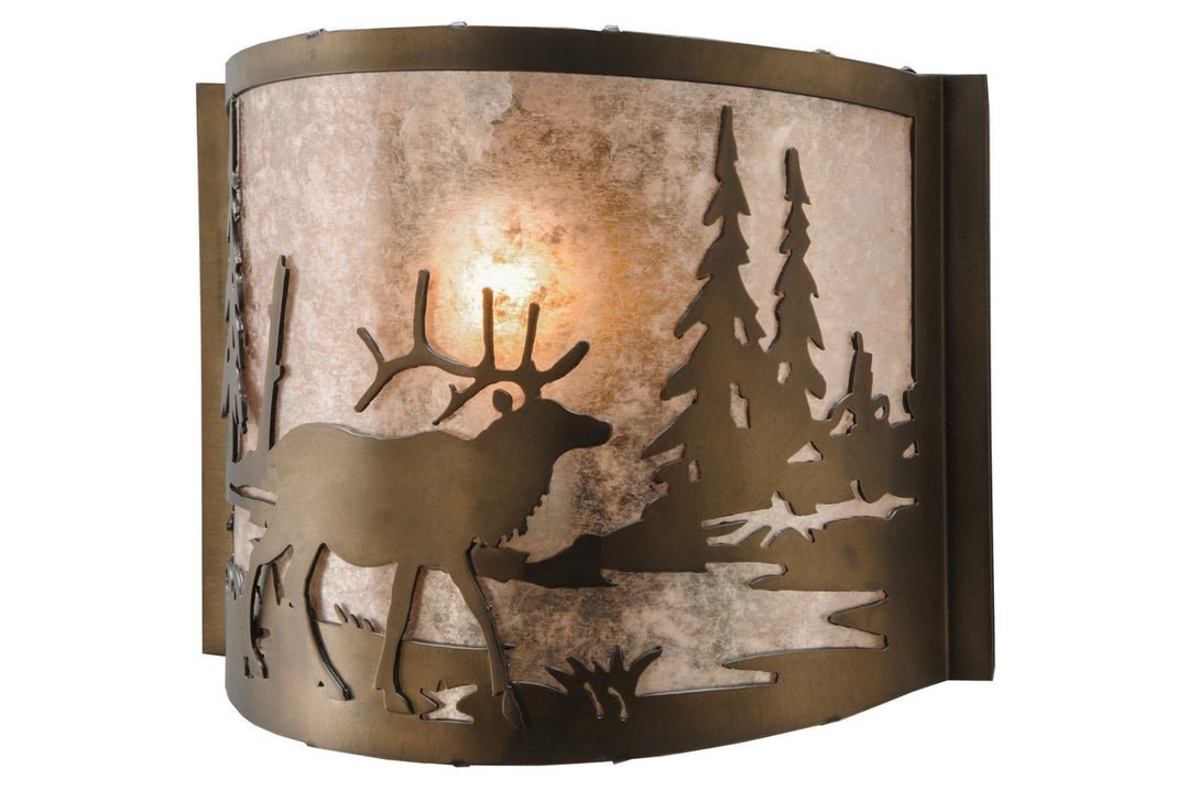 Meyda Tiffany Elk At Lake 148034 Wall Light - Antique Copper