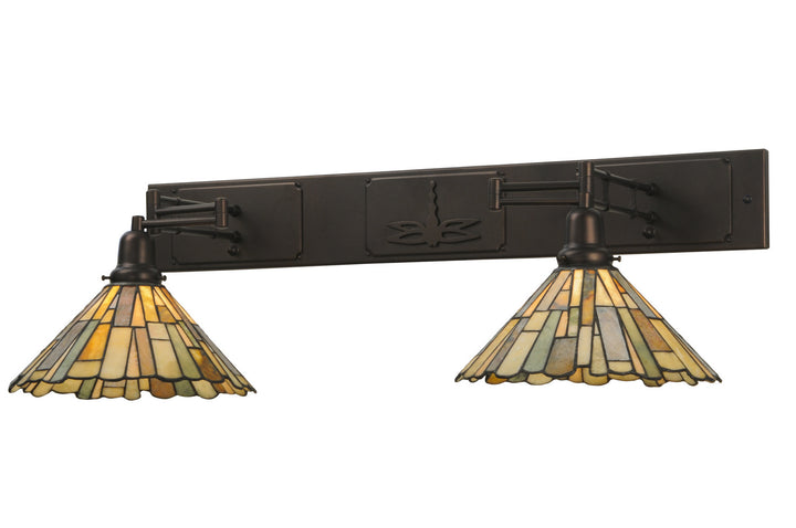Meyda Tiffany Lighting 150279 Delta Two Light Wall Sconce Lamp Bronze / Dark