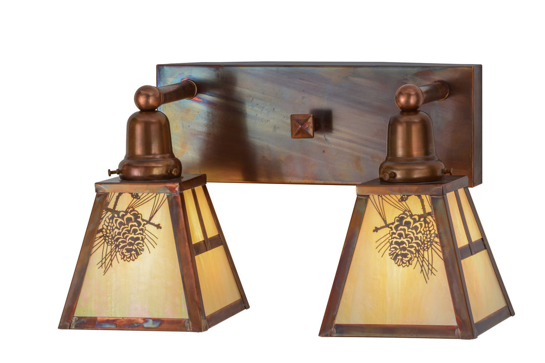 Meyda Tiffany Winter Pine 150764 Bath Vanity Light 18 in. wide - Vintage Copper