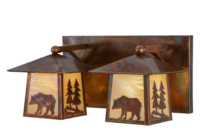 Meyda Tiffany Pine Tree And Bear 150779 Bath Vanity Light 22 in. wide - Vintage Copper