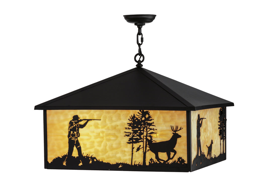 Meyda Tiffany Quail & Deer Hunter 150874 Pendant Light - Timeless Bronze