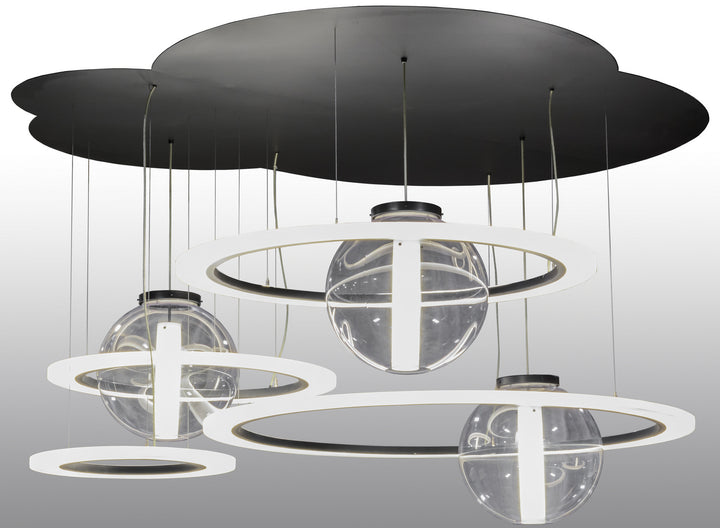 Meyda Tiffany Anillo 152693 Pendant Light - Solar Black/White Acrylic And Clear Acrylic