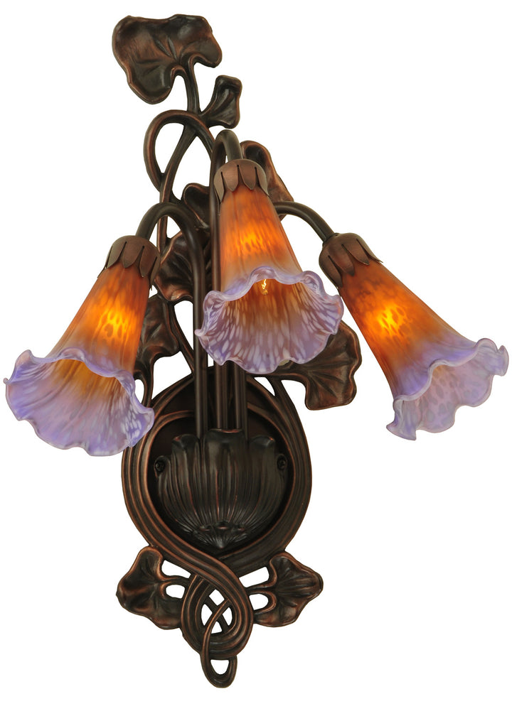 Meyda Tiffany Amber/Purple Pond Lily 17205 Wall Light - Mahogany Bronze