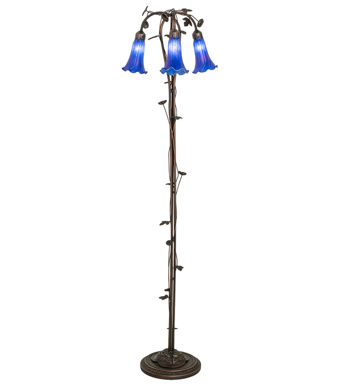 Meyda Tiffany Lighting 31333 Blue Three Light Floor Lamp Lamp Bronze / Dark