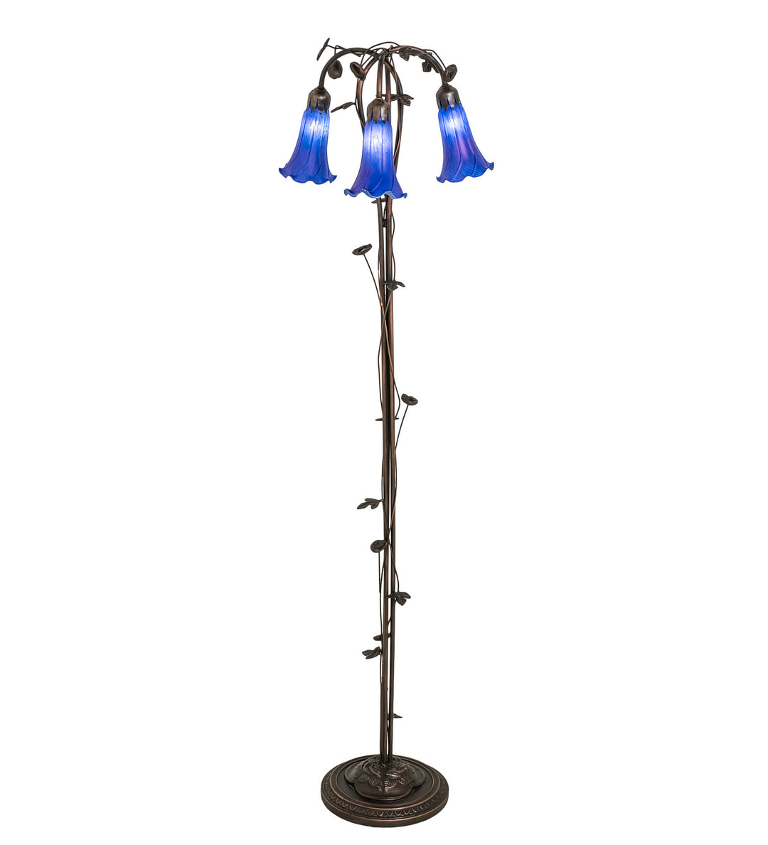 Meyda Tiffany Lighting 31333 Blue Three Light Floor Lamp Lamp Bronze / Dark