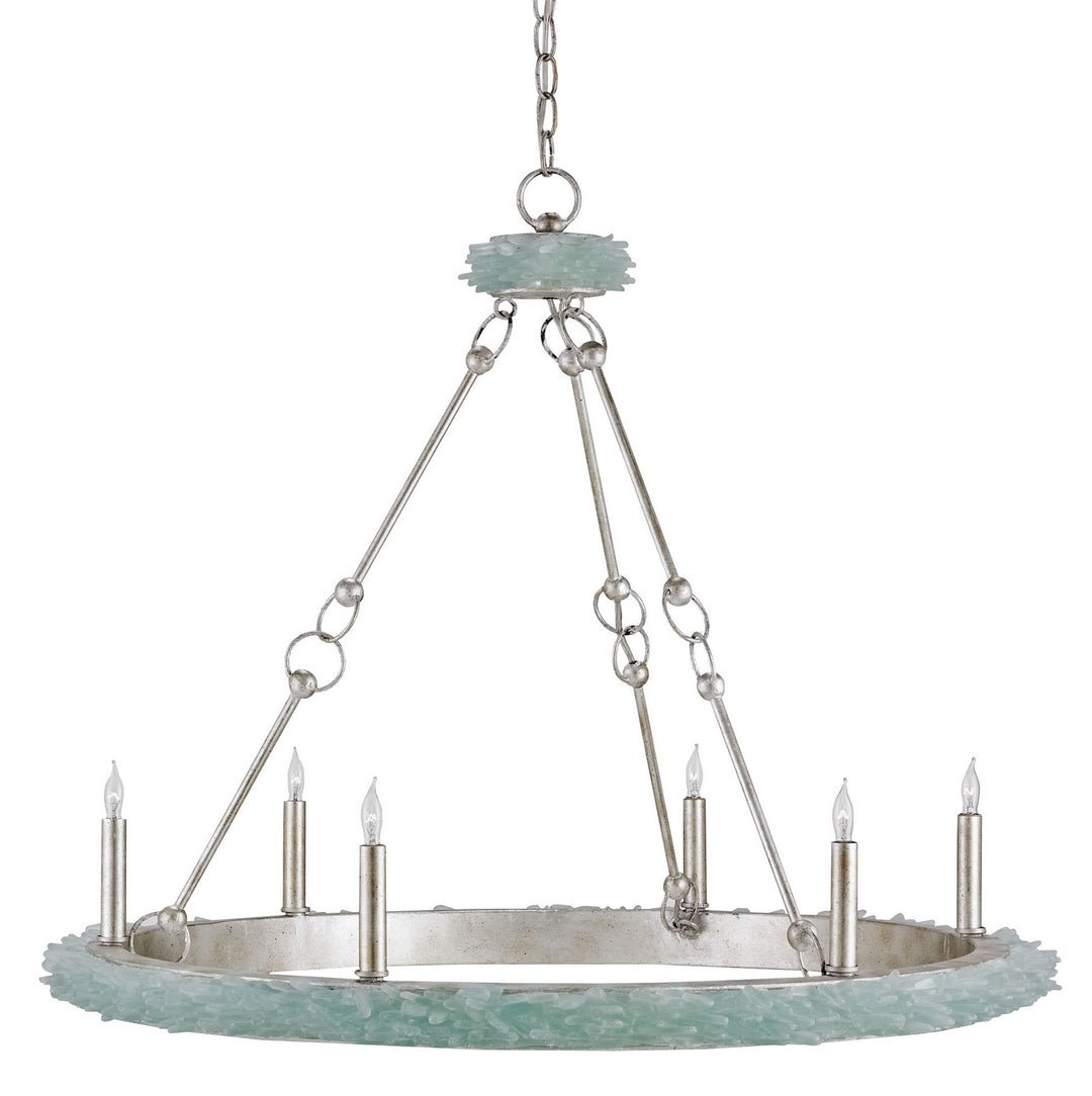 Currey and Company Tidewater 9870 Chandelier Light - Silver Granello/Seaglass