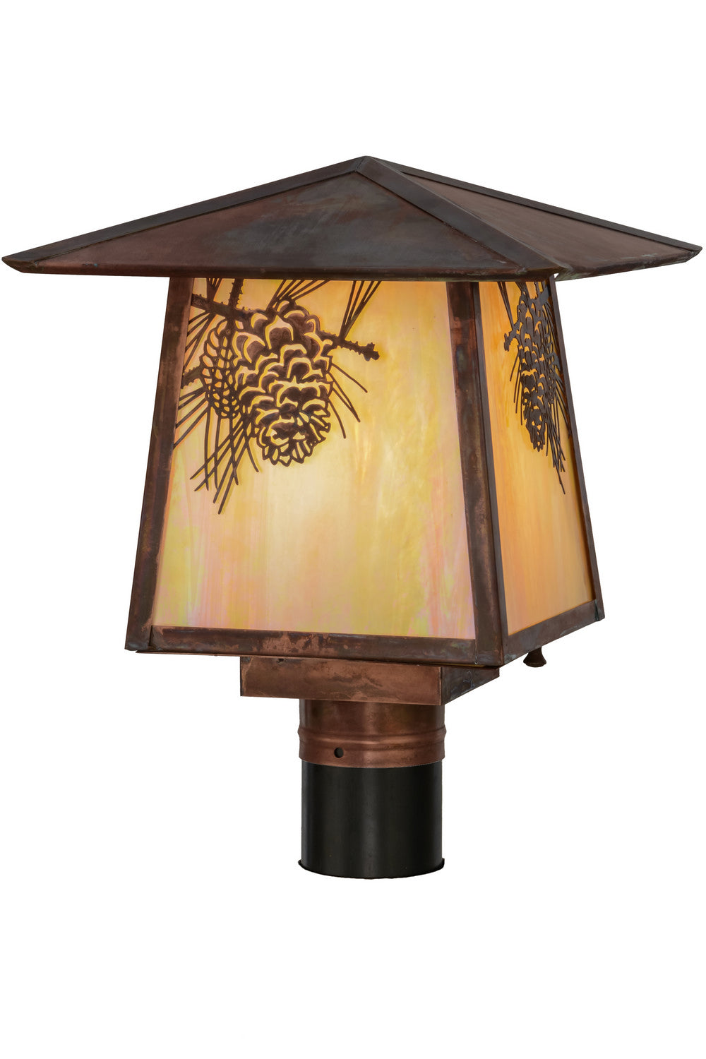 Meyda Tiffany Lighting 54862 Stillwater One Light Post Mount Outdoor Copper/Antique/Verde