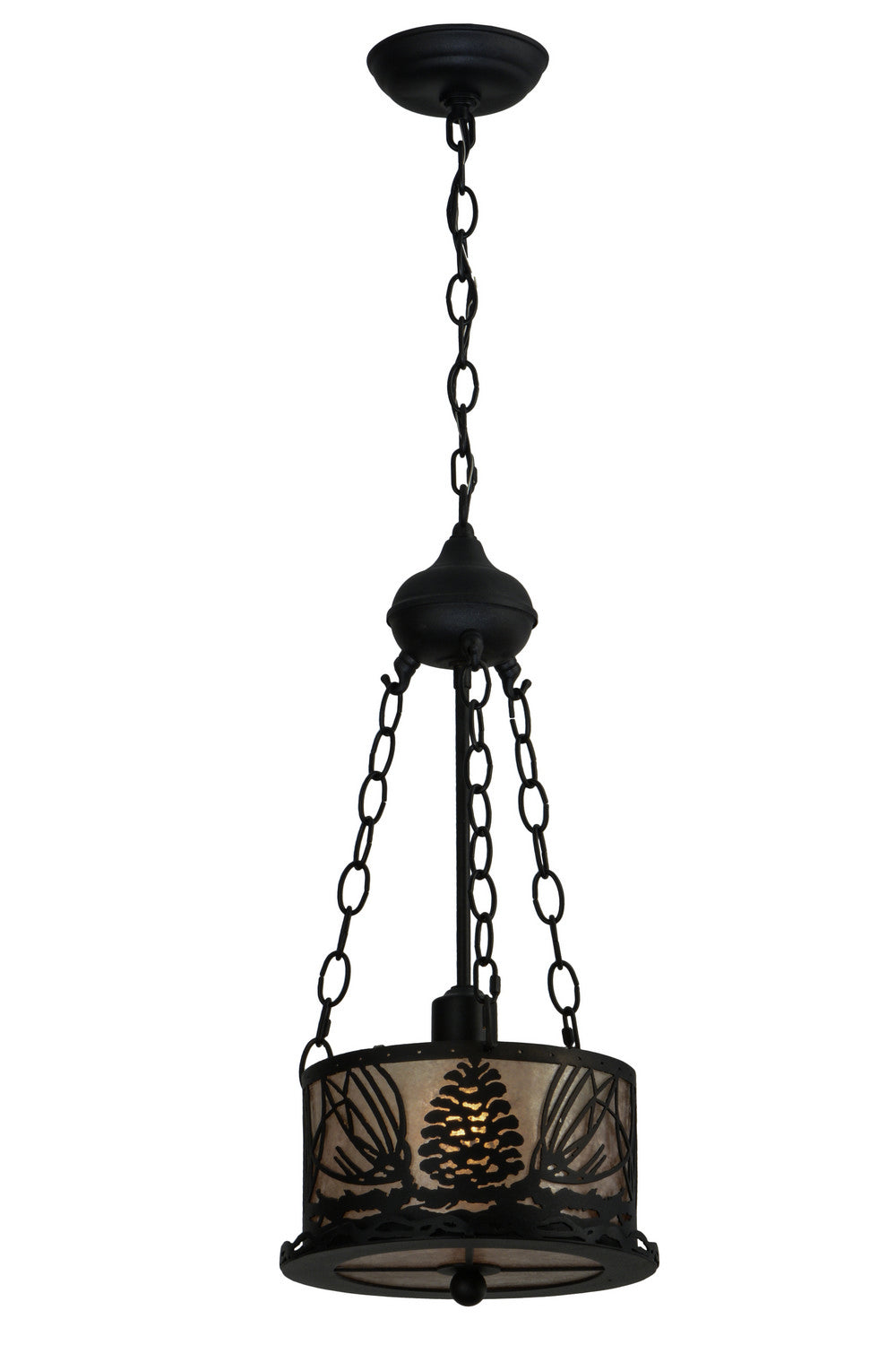 Meyda Tiffany Mountain Pine 73154 Pendant Light - Textured Black/Silver Mica