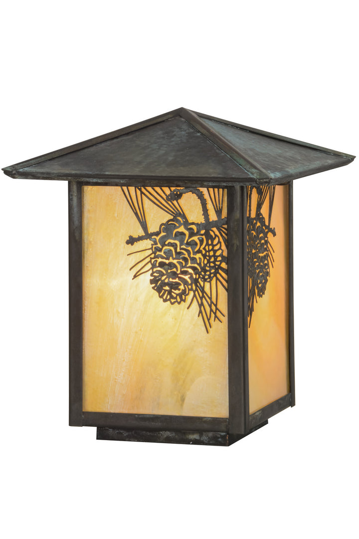 Meyda Tiffany Lighting 73549 Winter Pine One Light Post Mount Outdoor Verde