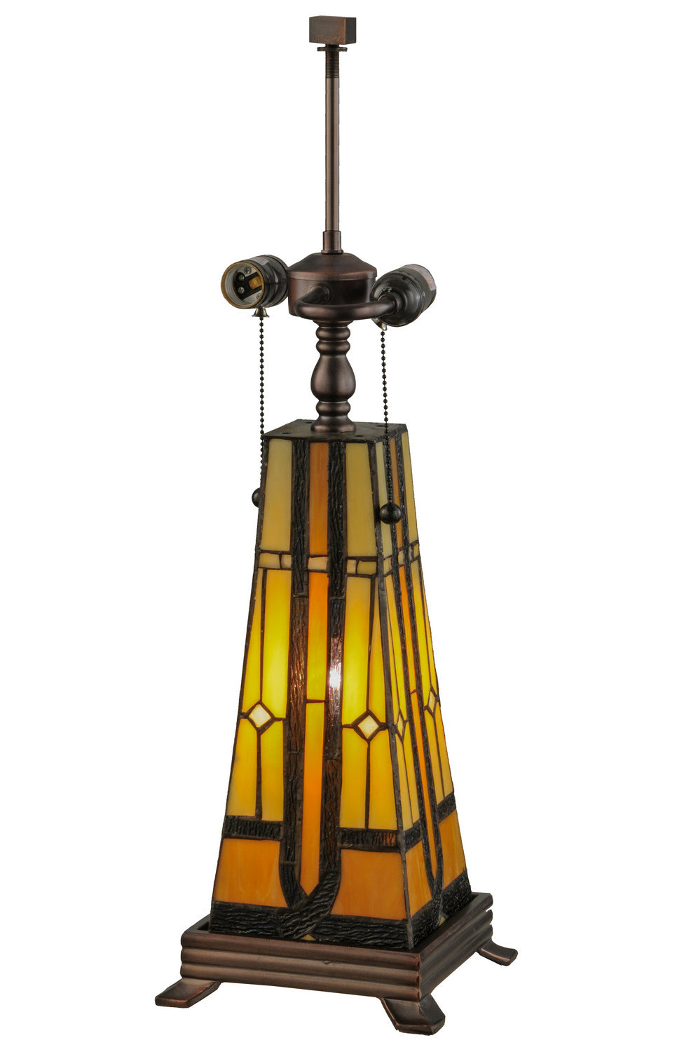 Meyda Tiffany Lighting 81092 Sierra Prairie Mission Two Light Table Base Hardware Utility Light Bronze / Dark