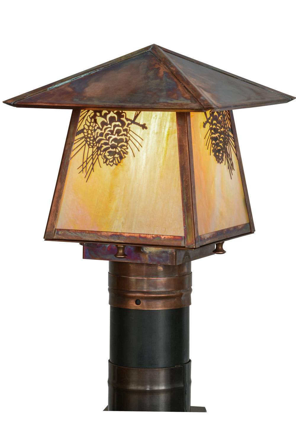 Meyda Tiffany Lighting 92520 Stillwater One Light Post Mount Outdoor Copper/Antique/Verde