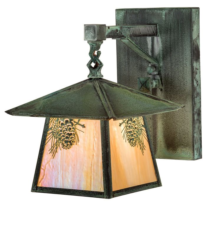 Meyda Tiffany Lighting 92840 Stillwater One Light Wall Sconce Outdoor Verde