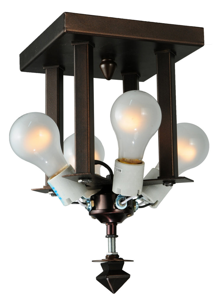 Meyda Tiffany Lighting 99015 Lamp Bases And Fixture Hardware Four Light Flushmount Utility Light Bronze / Dark