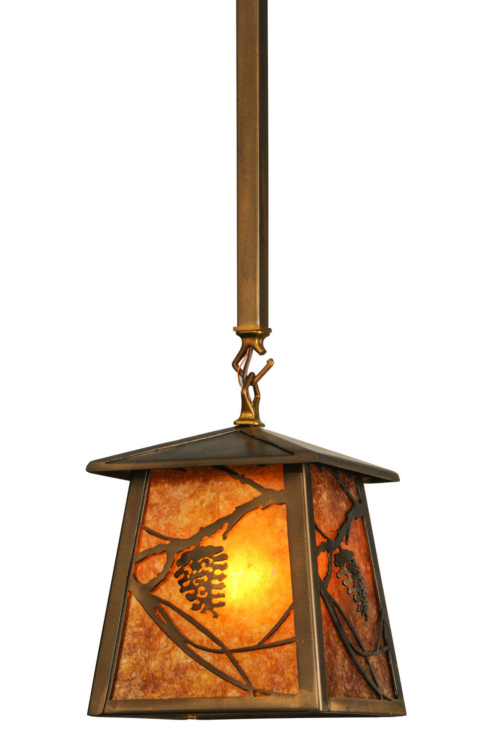 Meyda Tiffany Lighting 110915 Whispering Pines One Light Mini Pendant Outdoor Copper/Antique/Verde