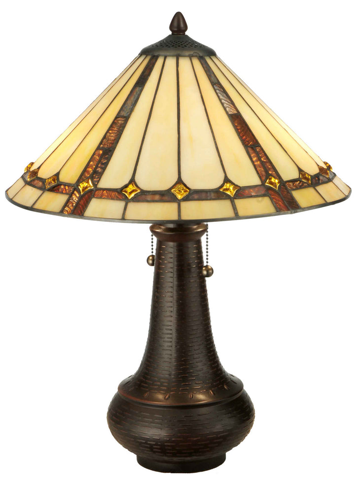 Meyda Tiffany Lighting 130743 Belvidere Two Light Table Lamp Lamp Bronze / Dark
