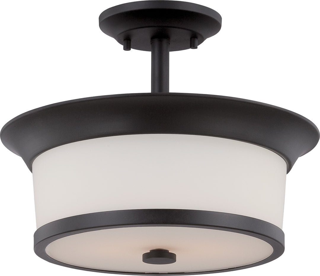Nuvo Mobili 60-5550 Ceiling Light - Aged Bronze / Satin White Glass