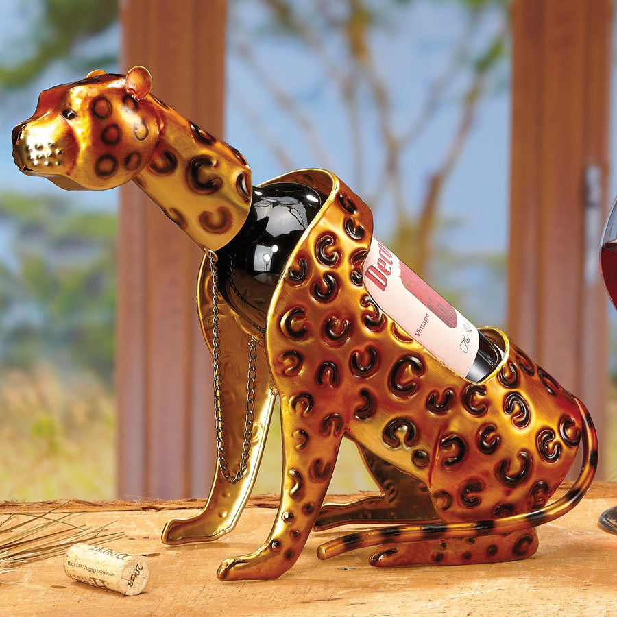 Decoflair & Decoglow DFA2096 Wine Bottle Holder Wine Bottle Holder - Cheetah Home Decor Two-Tone