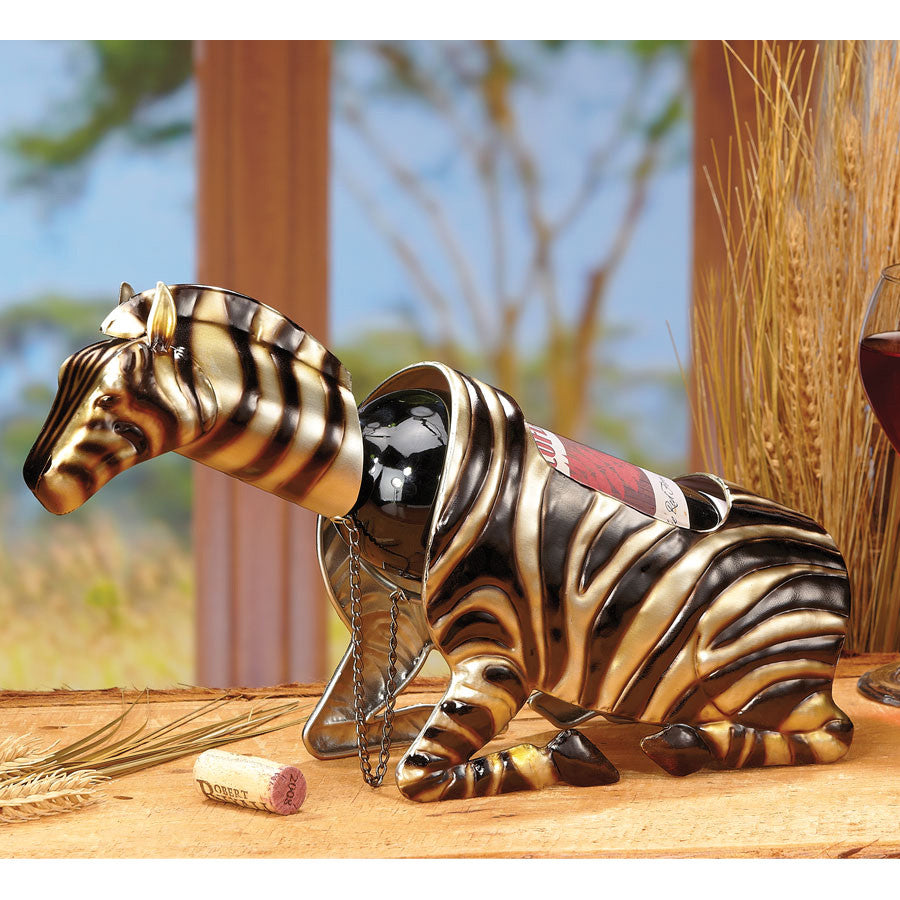 Decoflair & Decoglow DFA2097 Wine Bottle Holder Wine Bottle Holder - Zebra Home Decor Two-Tone