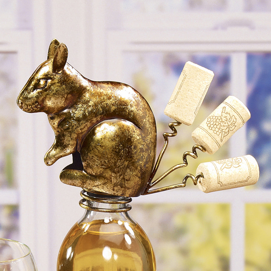 Decoflair & Decoglow DFA2144 Corkscrew Bottle Topper Corkscrew Bottle Topper - Squirrel Home Decor Bronze / Dark