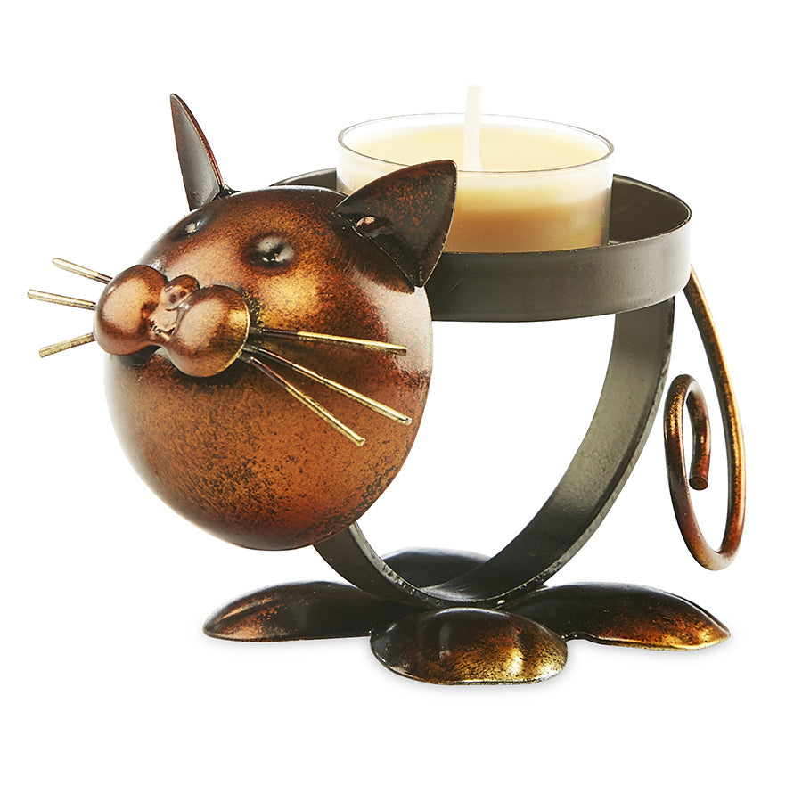 Decoflair & Decoglow DFA3671 Metal Animal Tealight Holder Metal Animal Tealight Holder - Cat Home Decor Two-Tone