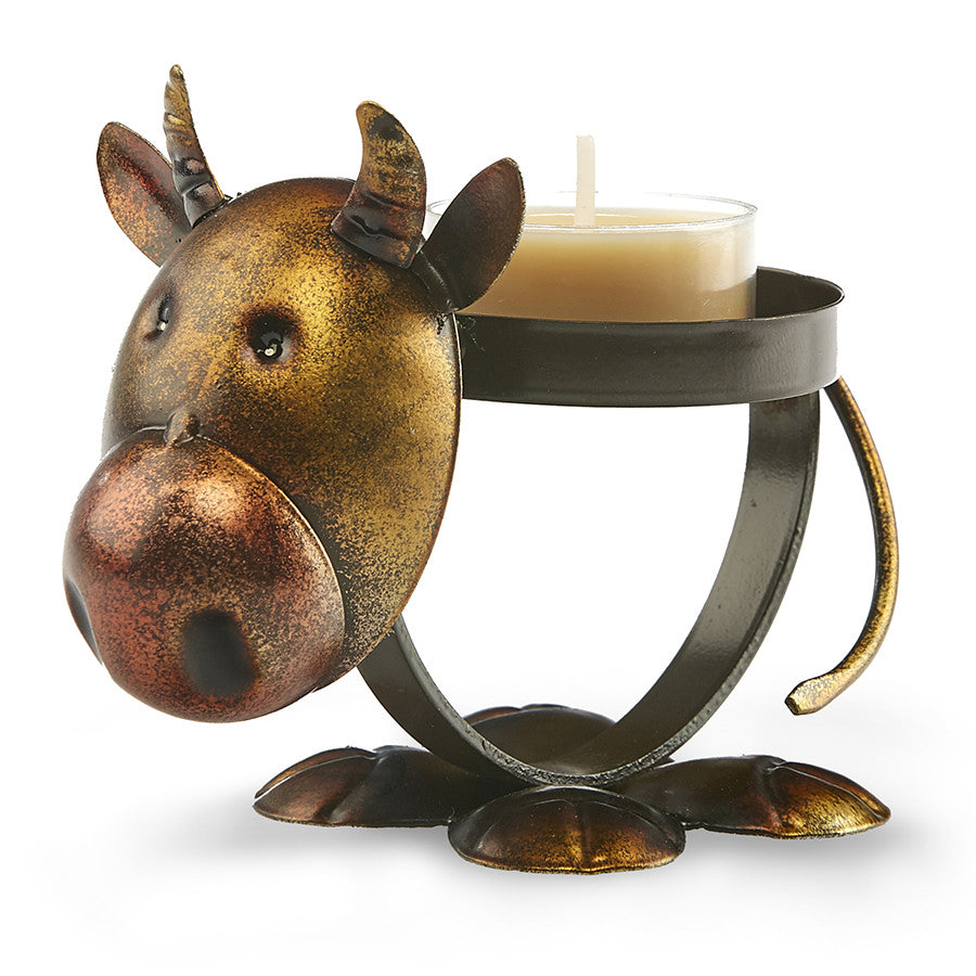 Decoflair & Decoglow DFA3672 Metal Animal Tealight Holder Metal Animal Tealight Holder - Cow Home Decor Two-Tone