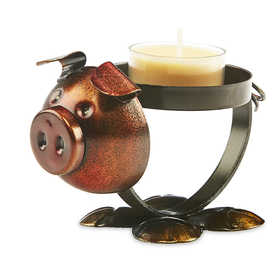 Decoflair & Decoglow DFA3674 Metal Animal Tealight Holder Metal Animal Tealight Holder - Pig Home Decor Two-Tone