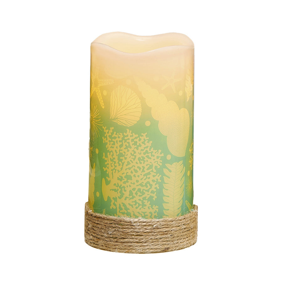 Decoflair & Decoglow LED3102 Coastal Collection Shells Led Candle Home Decor Two-Tone