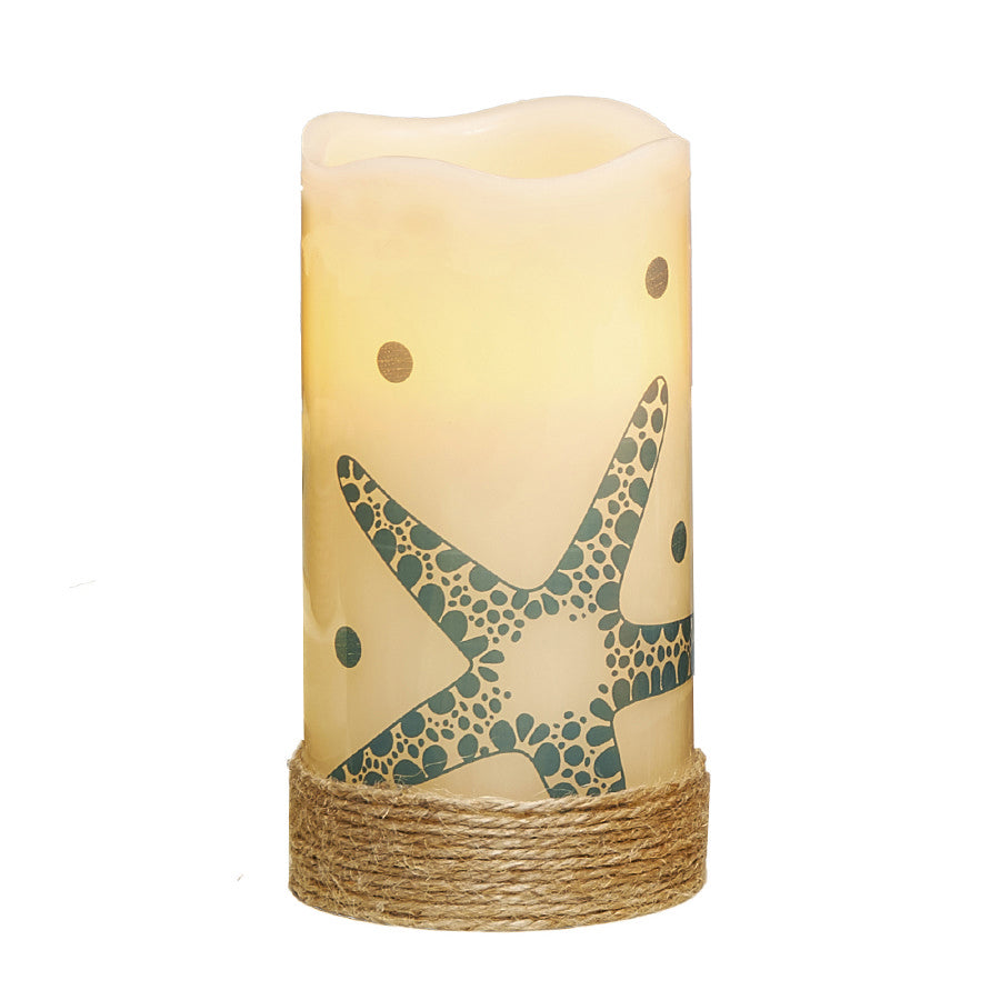 Decoflair & Decoglow LED3109 Coastal Collection Starfish Led Candle Home Decor Two-Tone